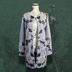 Cupio Sweater Womens S Fair Isle Knit Embroidered V Neck Long Slv Boho Casual